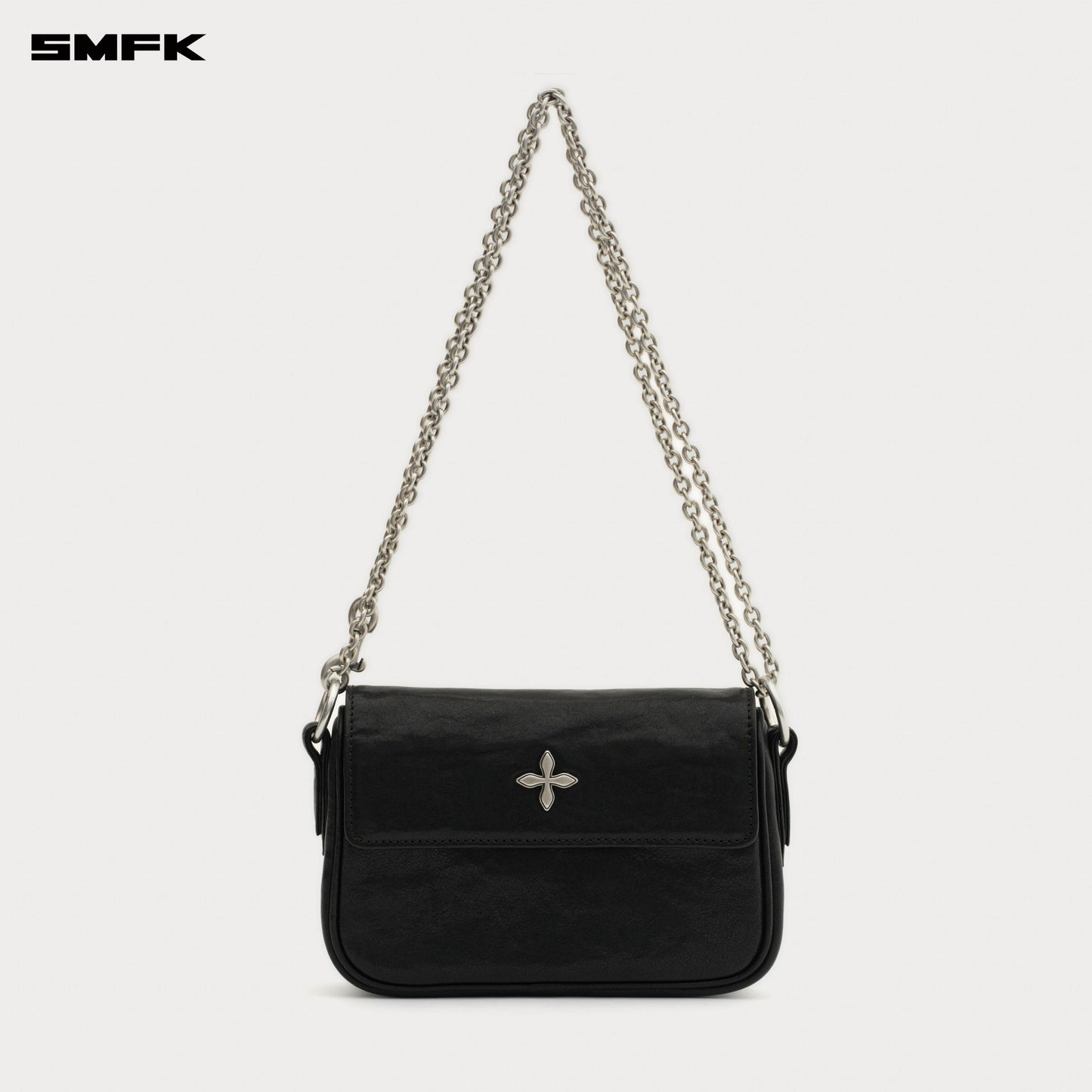 SMFK COMPASS BADGE Cross Badge Black Chain Bag (Small)