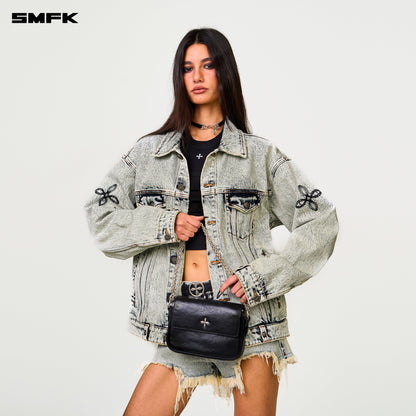 SMFK COMPASS BADGE Cross Badge Black Chain Bag (Small)