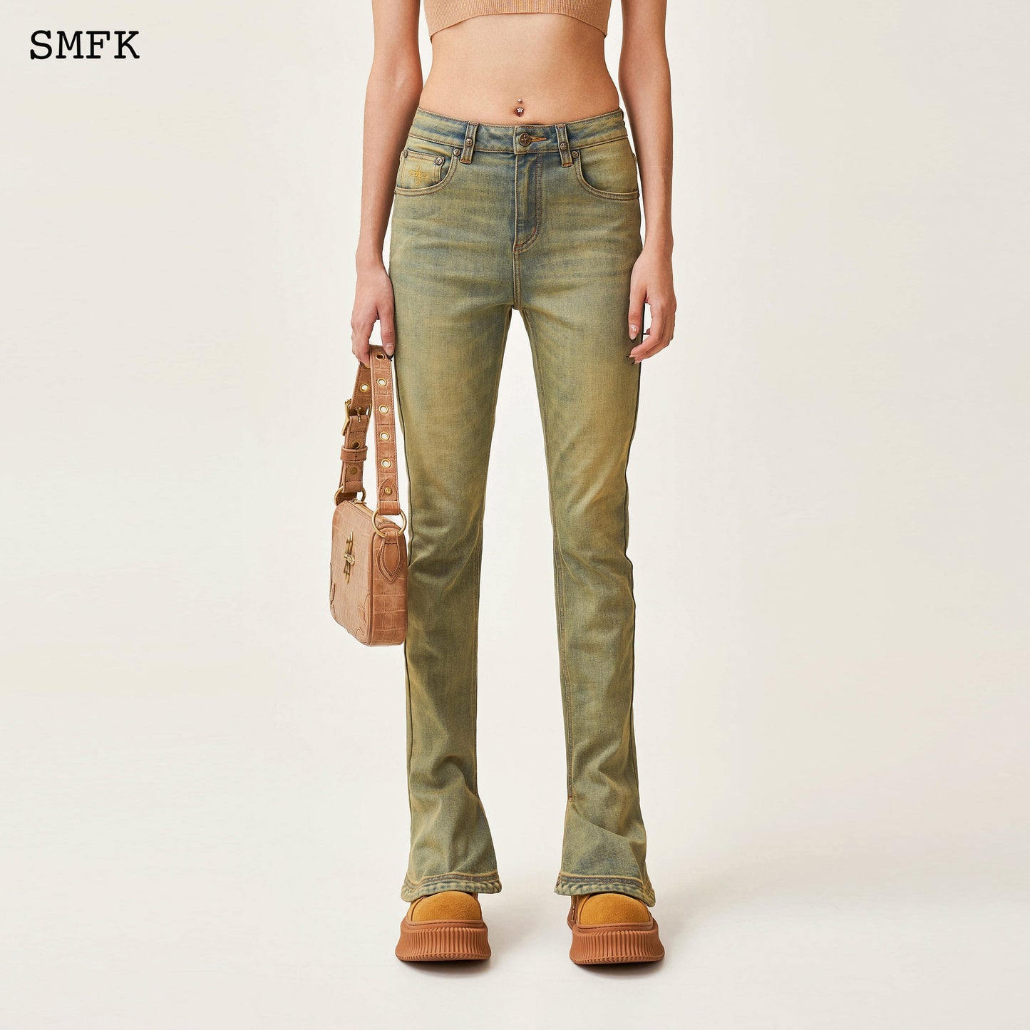 SMFK Compass Classic Horseshoe Flared Jeans Cheese