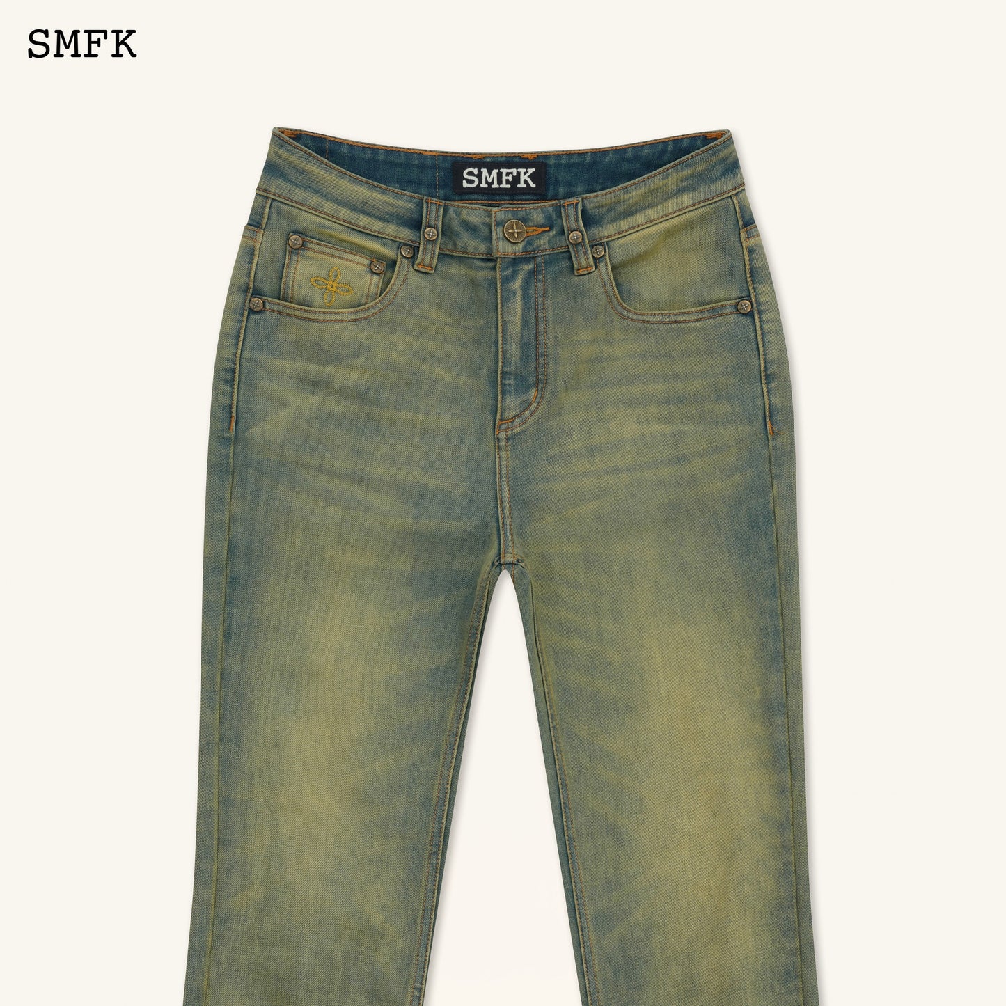 SMFK Compass Classic Horseshoe Flared Jeans Cheese