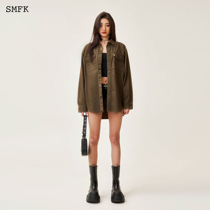 SMFK Compass Classic Loose Workwear Shirt Army Green