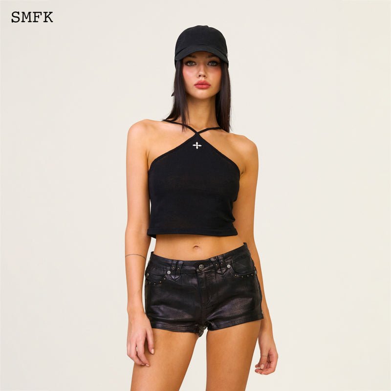 SMFK Compass Cross Chain Badge Baseball Cap In Black