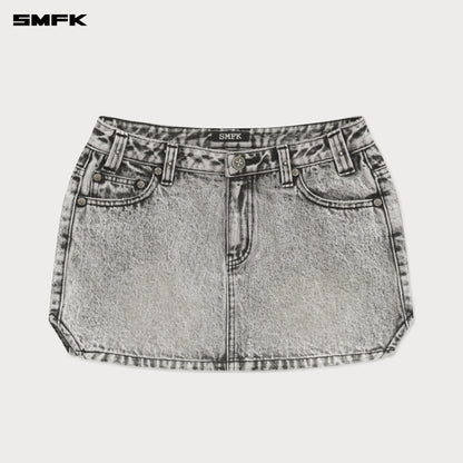 SMFK Compass Cross Classic Cut-Off Denim Skirt in Gray