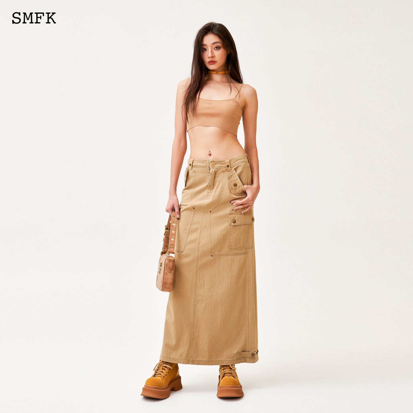 SMFK Compass Cross Classic Knitted Ultra Short Vest Top Nude