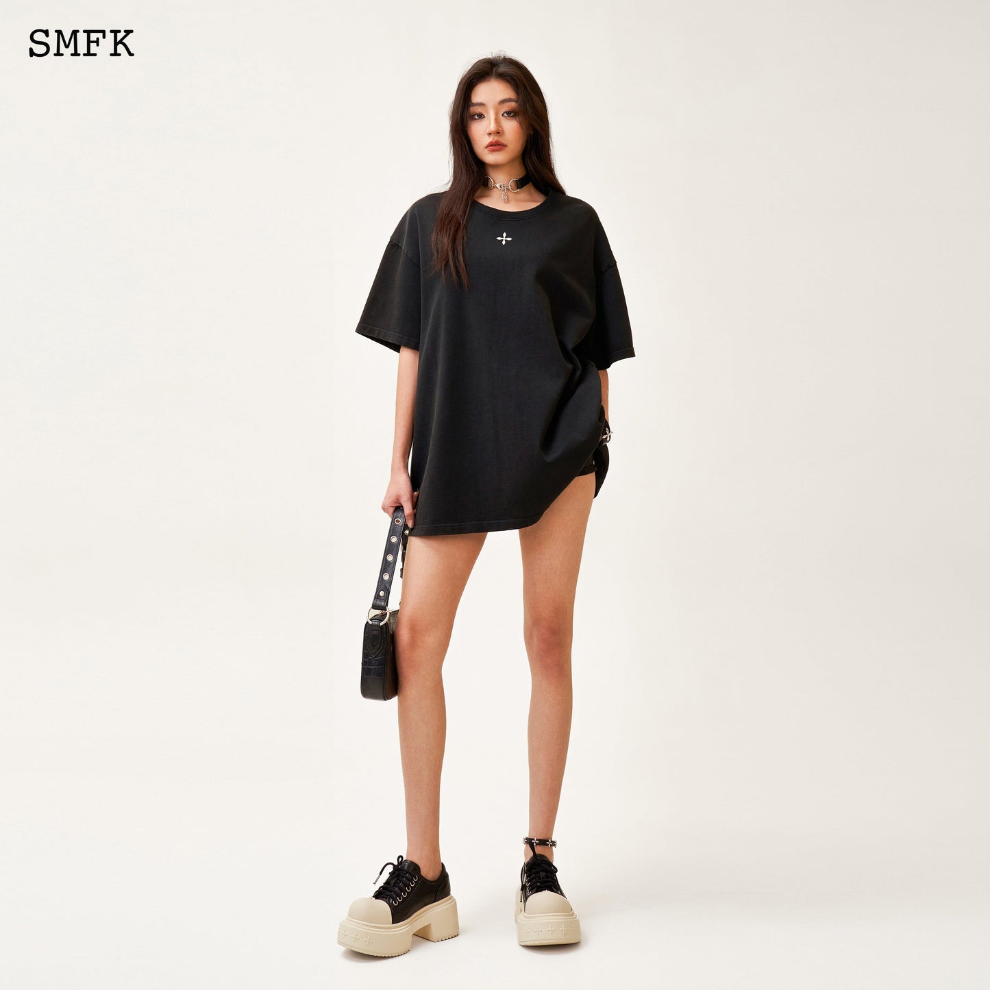 SMFK Compass Cross Classic Oversized Tee In Black