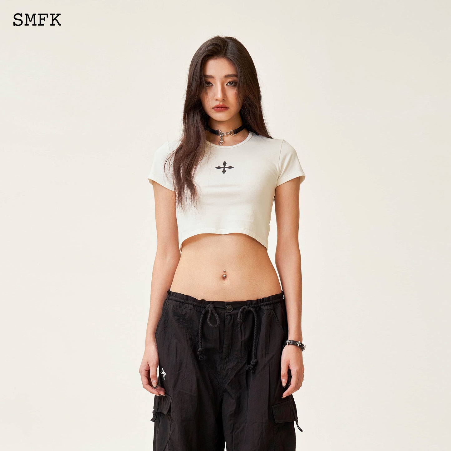 SMFK Compass Cross Classic Sporty Tights Tee In White