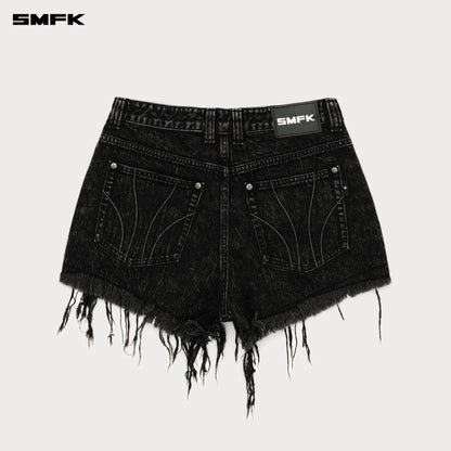 SMFK Compass Cross Classic Wild Denim Shorts in Black