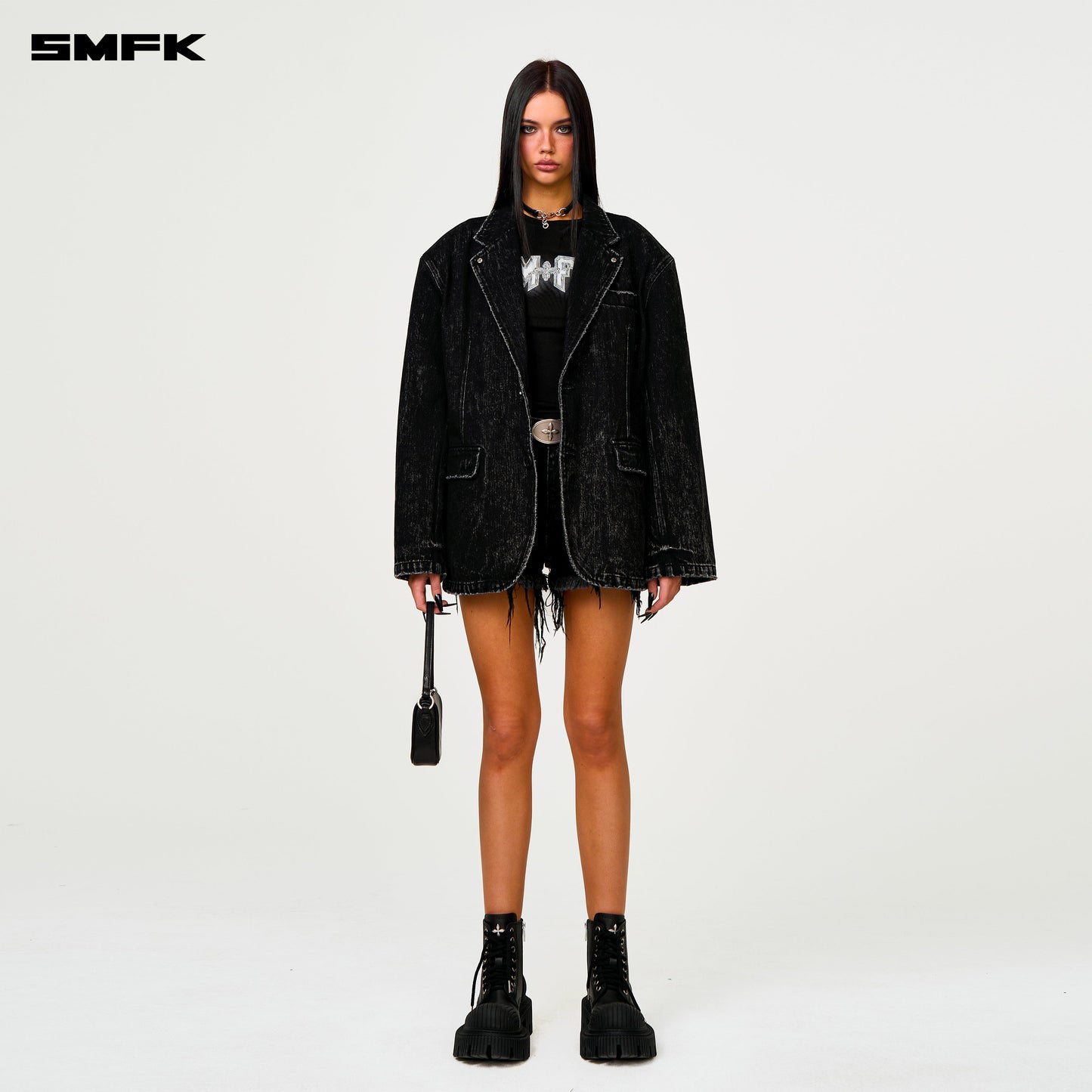 SMFK Compass Cross Classic Wild Denim Shorts in Black