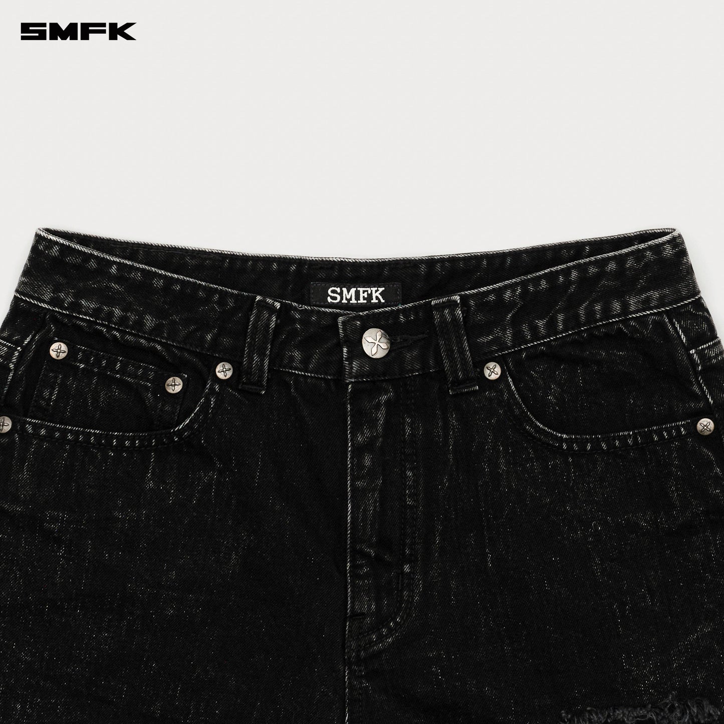 SMFK Compass Cross Classic Wild Denim Shorts in Black