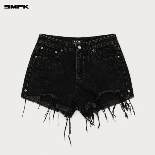 SMFK Compass Cross Classic Wild Denim Shorts in Black