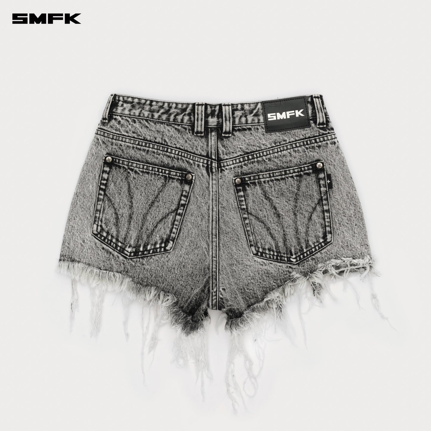 SMFK Compass Cross Classic Wild Denim Shorts in Gray