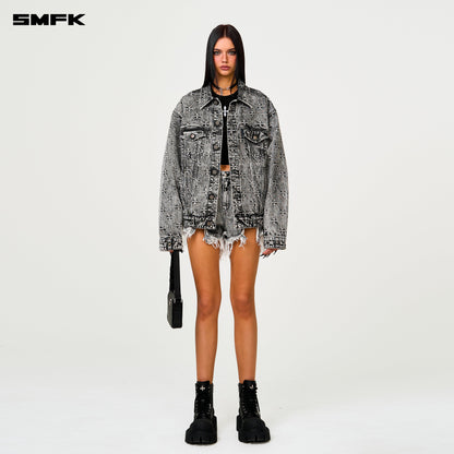 SMFK Compass Cross Classic Wild Denim Shorts in Gray