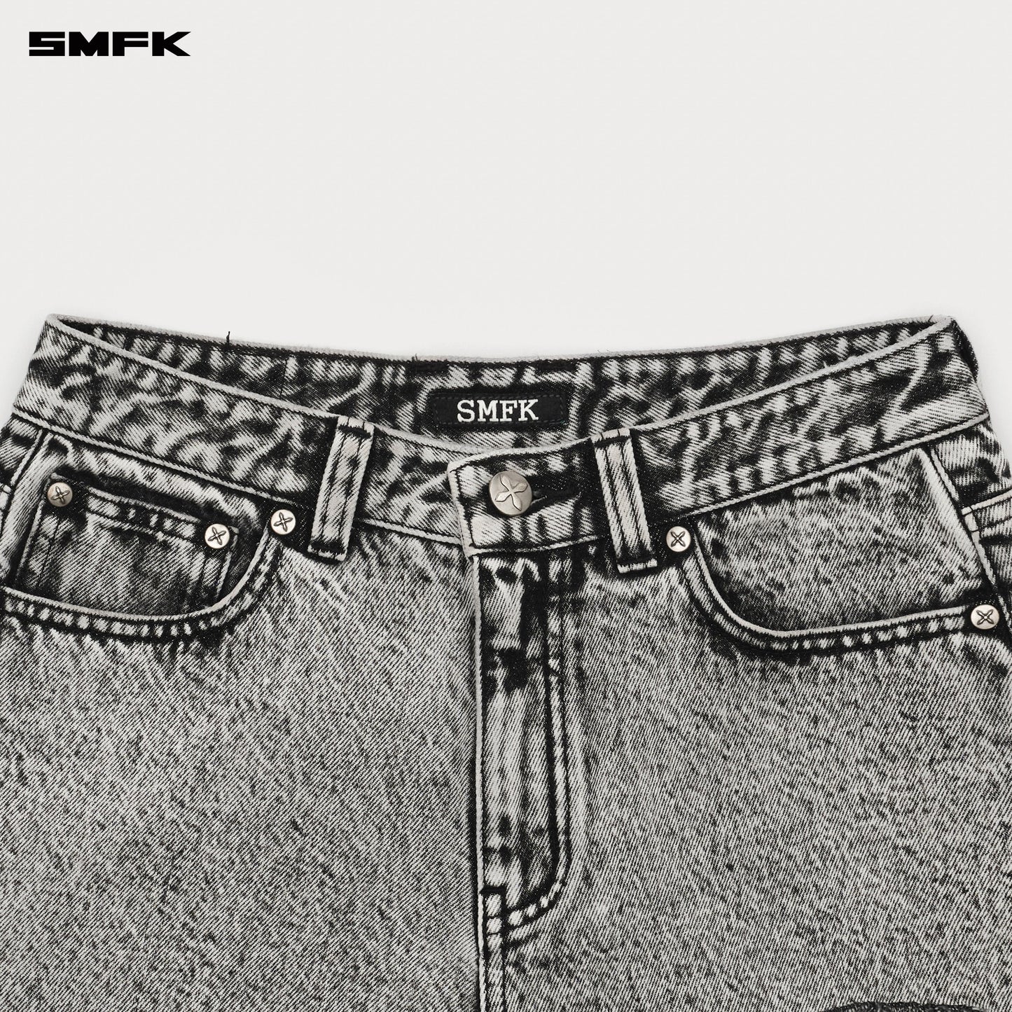 SMFK Compass Cross Classic Wild Denim Shorts in Gray