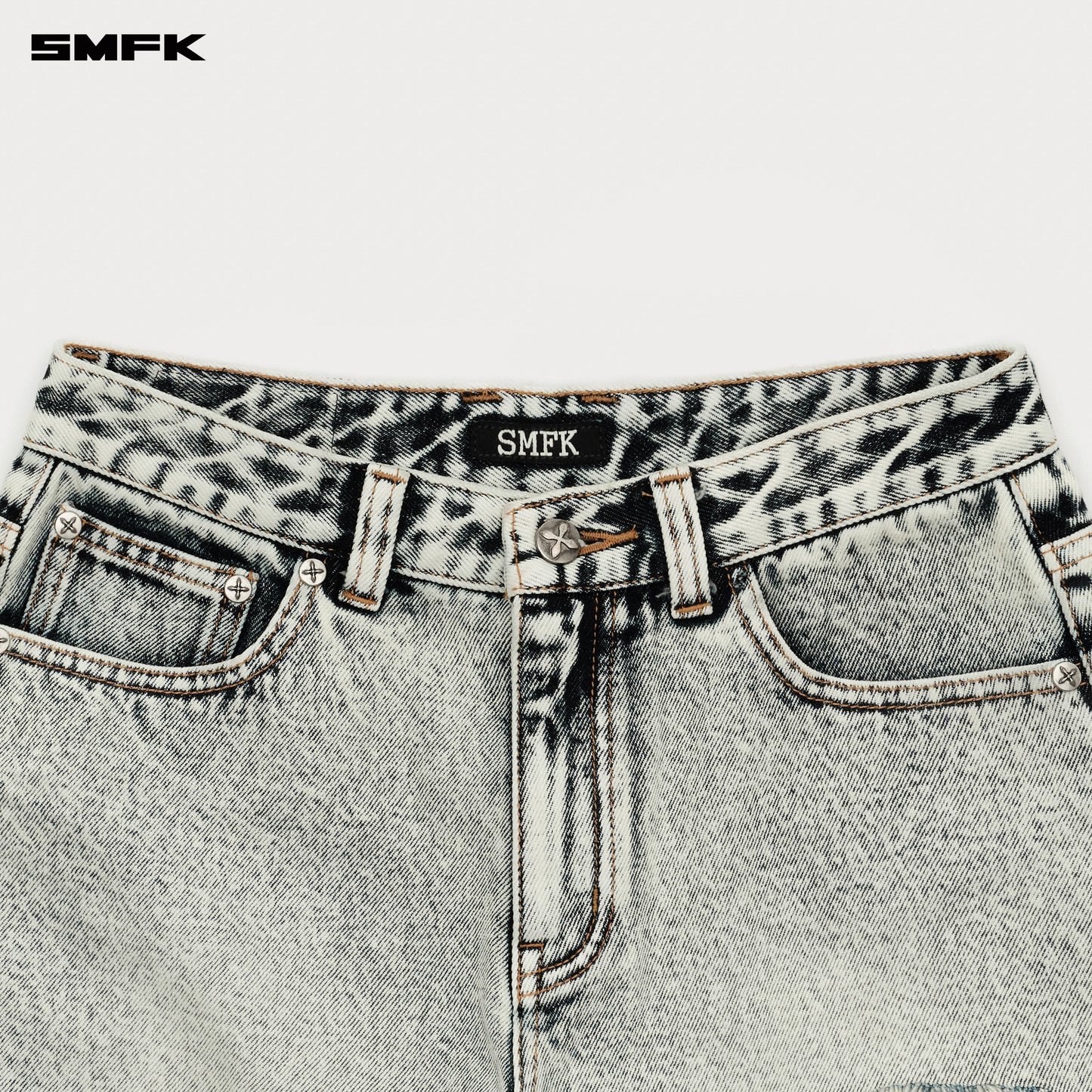 SMFK Compass Cross Classic Wild Denim Shorts in White