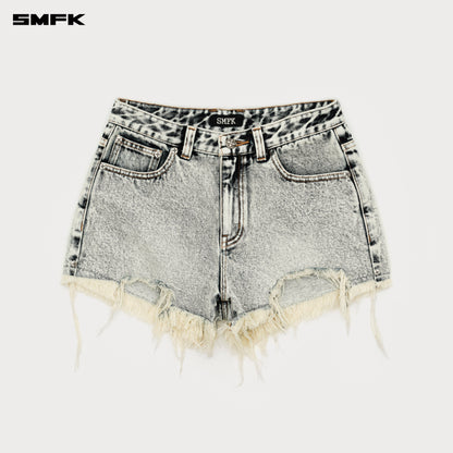 SMFK Compass Cross Classic Wild Denim Shorts in White