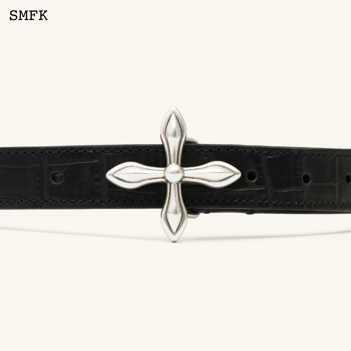 SMFK Compass Cross Leather Belt Crocodile Pattern
