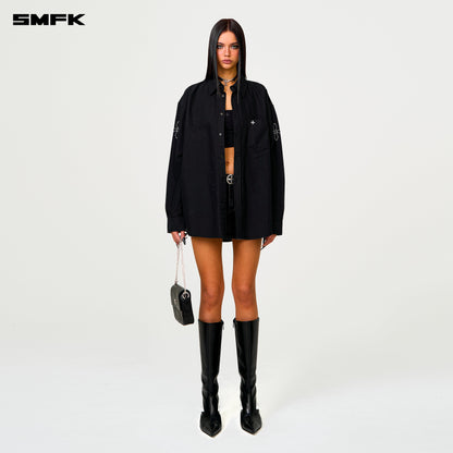 SMFK Compass Designer Oversize Shirt In Black