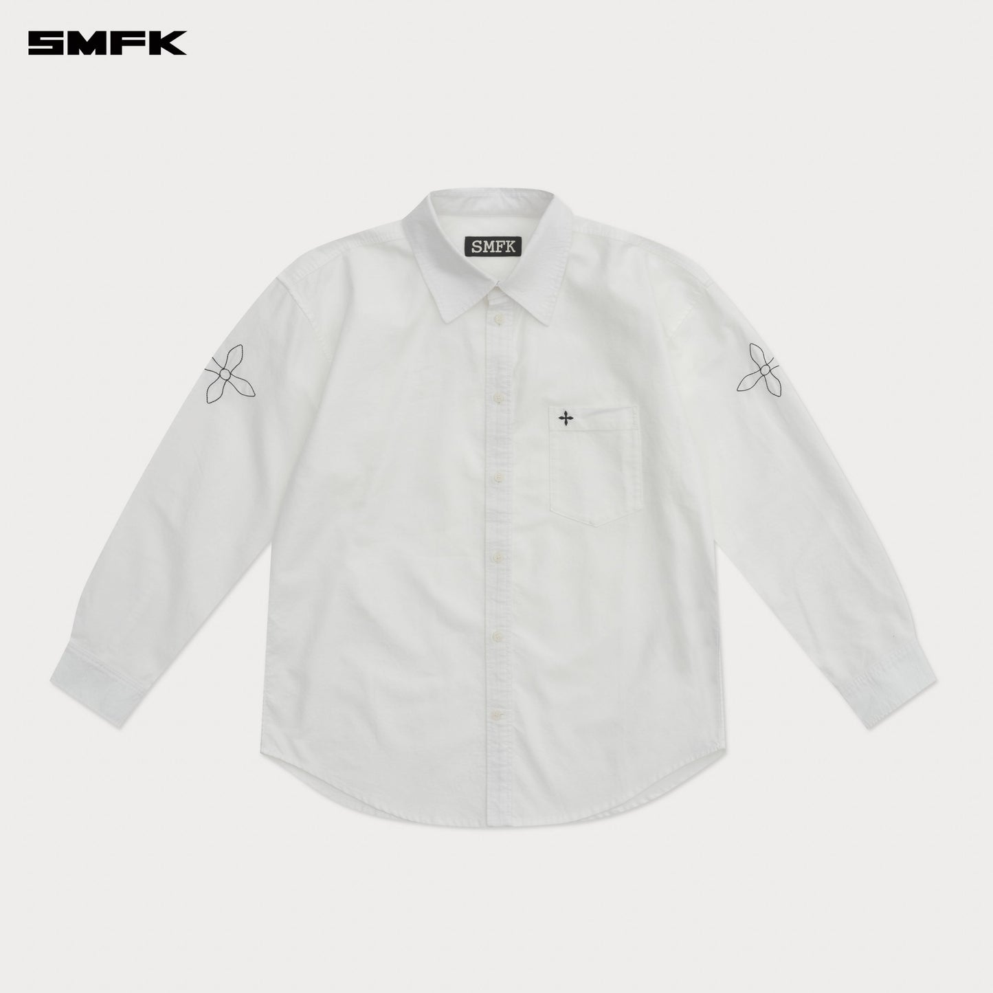 SMFK Compass Designer Oversize Shirt In White