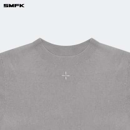 SMFK Compass Hug High Neck Seamless Knit Tee Gray