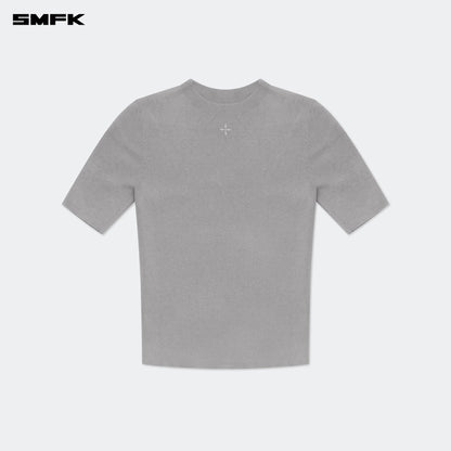 SMFK Compass Hug High Neck Seamless Knit Tee Gray