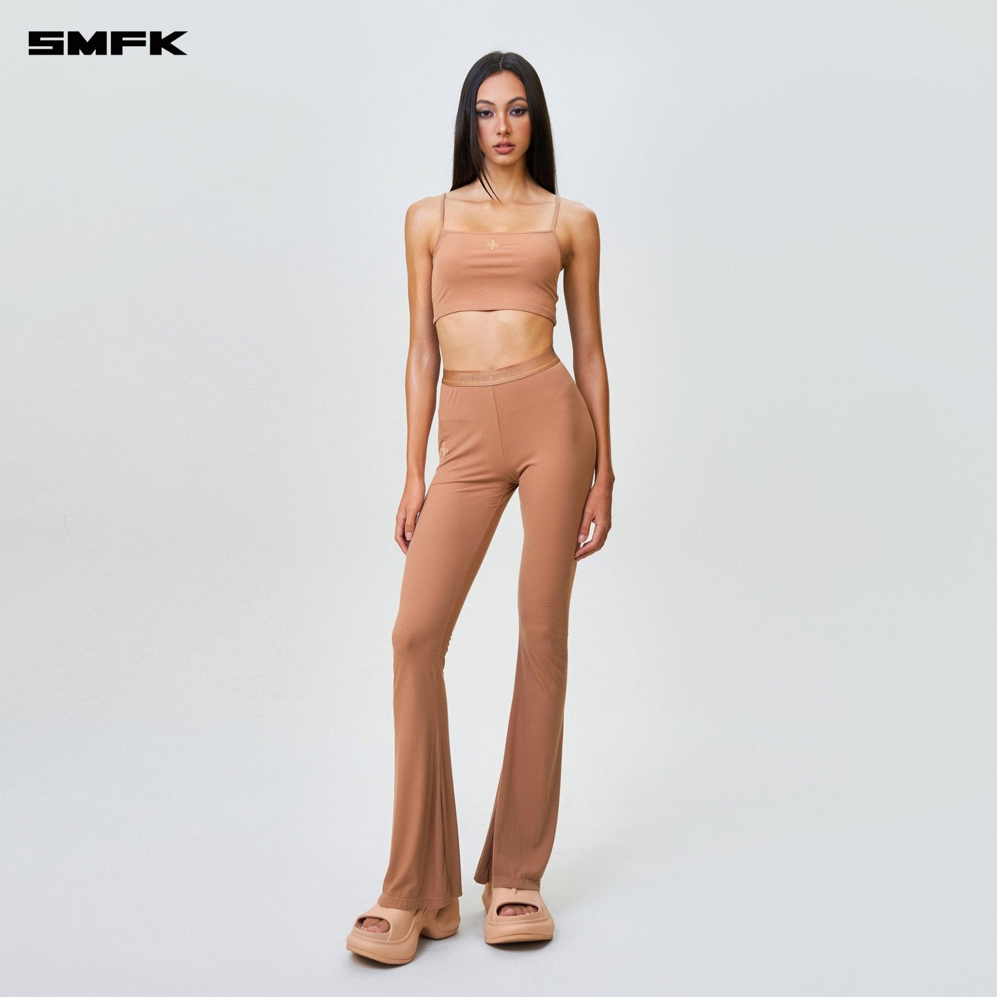 SMFK Compass Hug High-Waisted Sports Flared Pants Nude