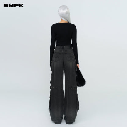 SMFK Compass Hug Knit Wool Top In Black