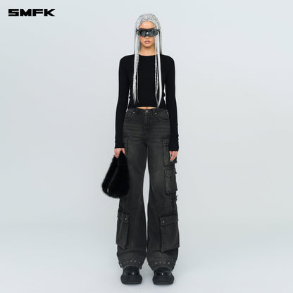 SMFK Compass Hug Knit Wool Top In Black