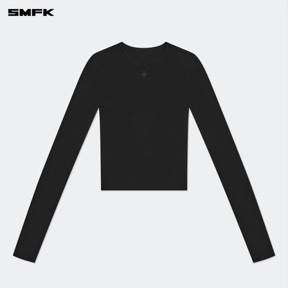 SMFK Compass Hug Knit Wool Top In Black