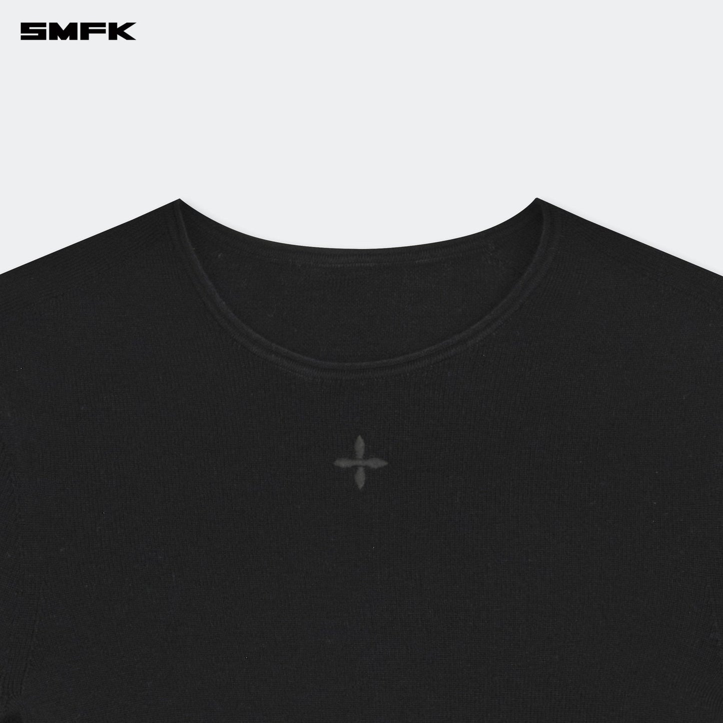 SMFK Compass Hug Knit Wool Top In Black