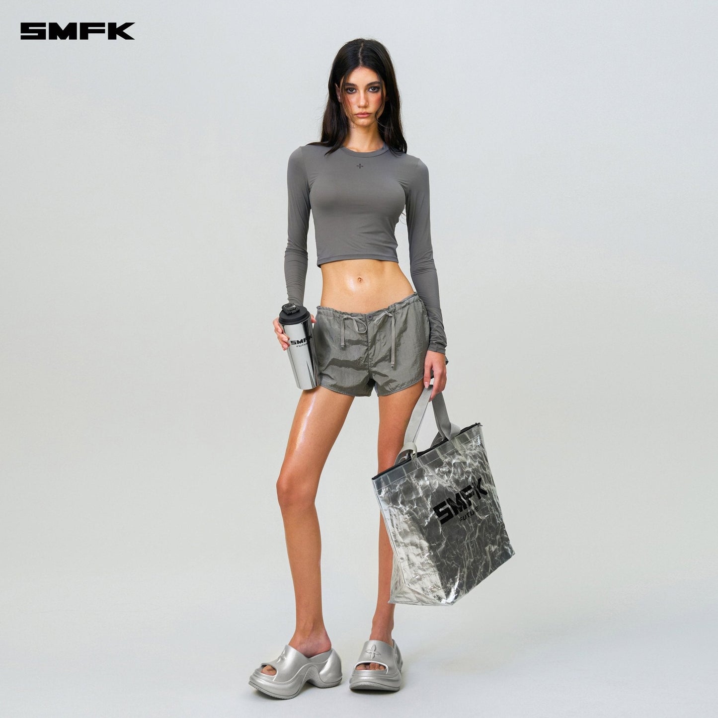 SMFK Compass Hug Skin-Tight Fitting Top Dark Gray