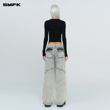 SMFK Compass Hug Turtleneck Knit Sweatshirt In Black