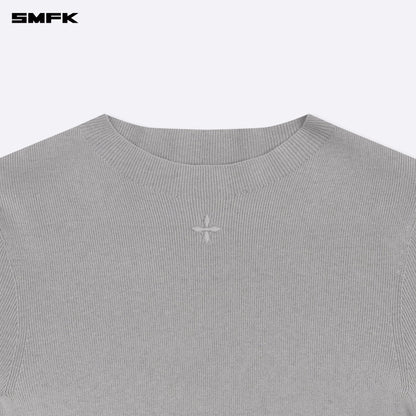 SMFK Compass Hug Turtleneck Knit Sweatshirt In Gray