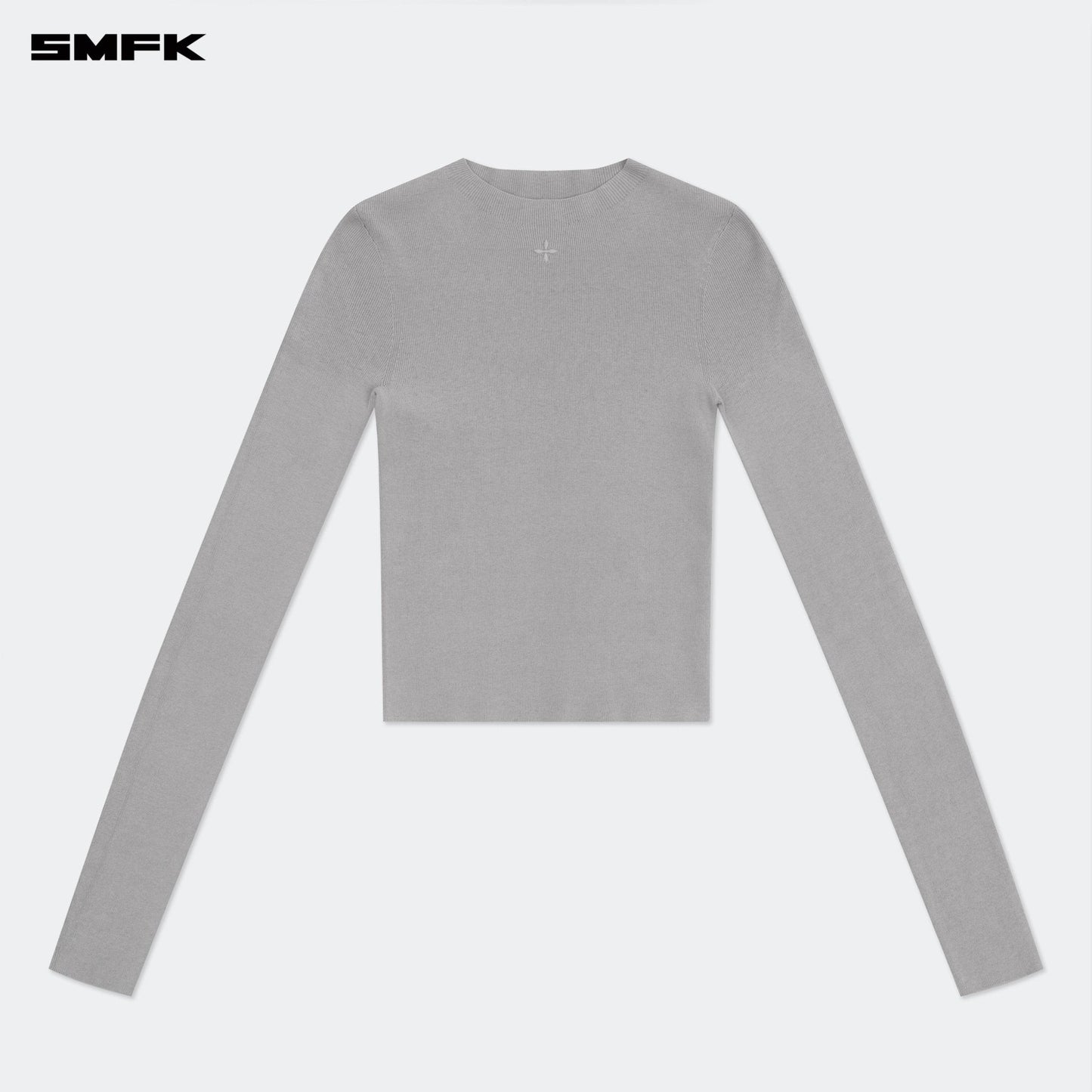 SMFK Compass Hug Turtleneck Knit Sweatshirt In Gray