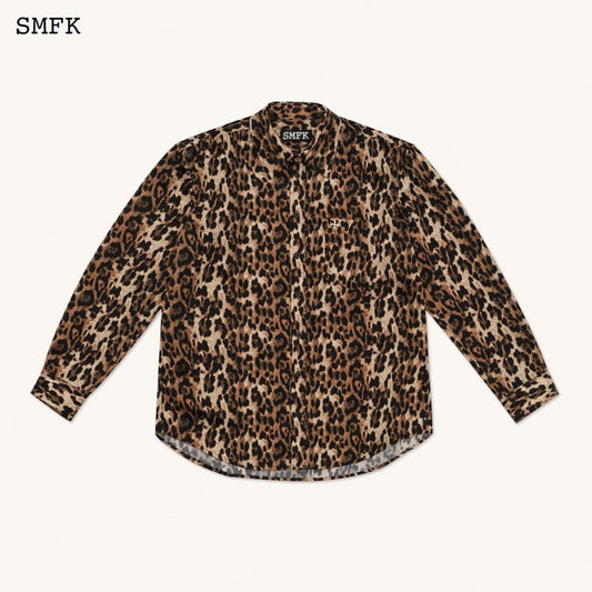 SMFK Compass Leopard Satin Oversized Shirt