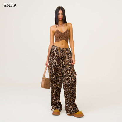 SMFK Compass Leopard Satin Vintage Paratrooper Pants