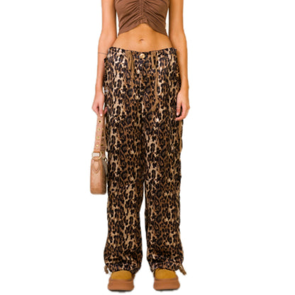 SMFK Compass Leopard Satin Vintage Paratrooper Pants