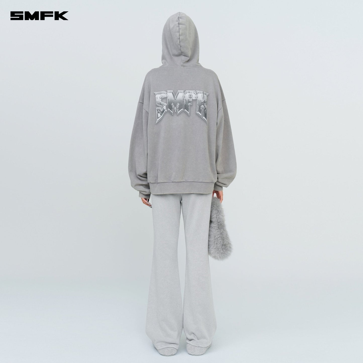 SMFK Compass Metal Rock Loose Hoodie Gray