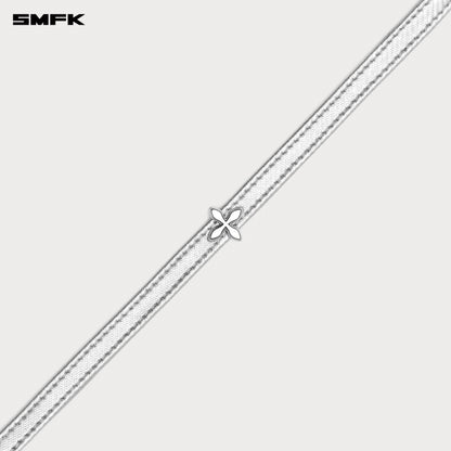 SMFK COMPASS RIVET Cross Badge Leather Choker in Silver