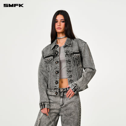 SMFK COMPASS RIVET Cross Badge Leather Choker in Silver