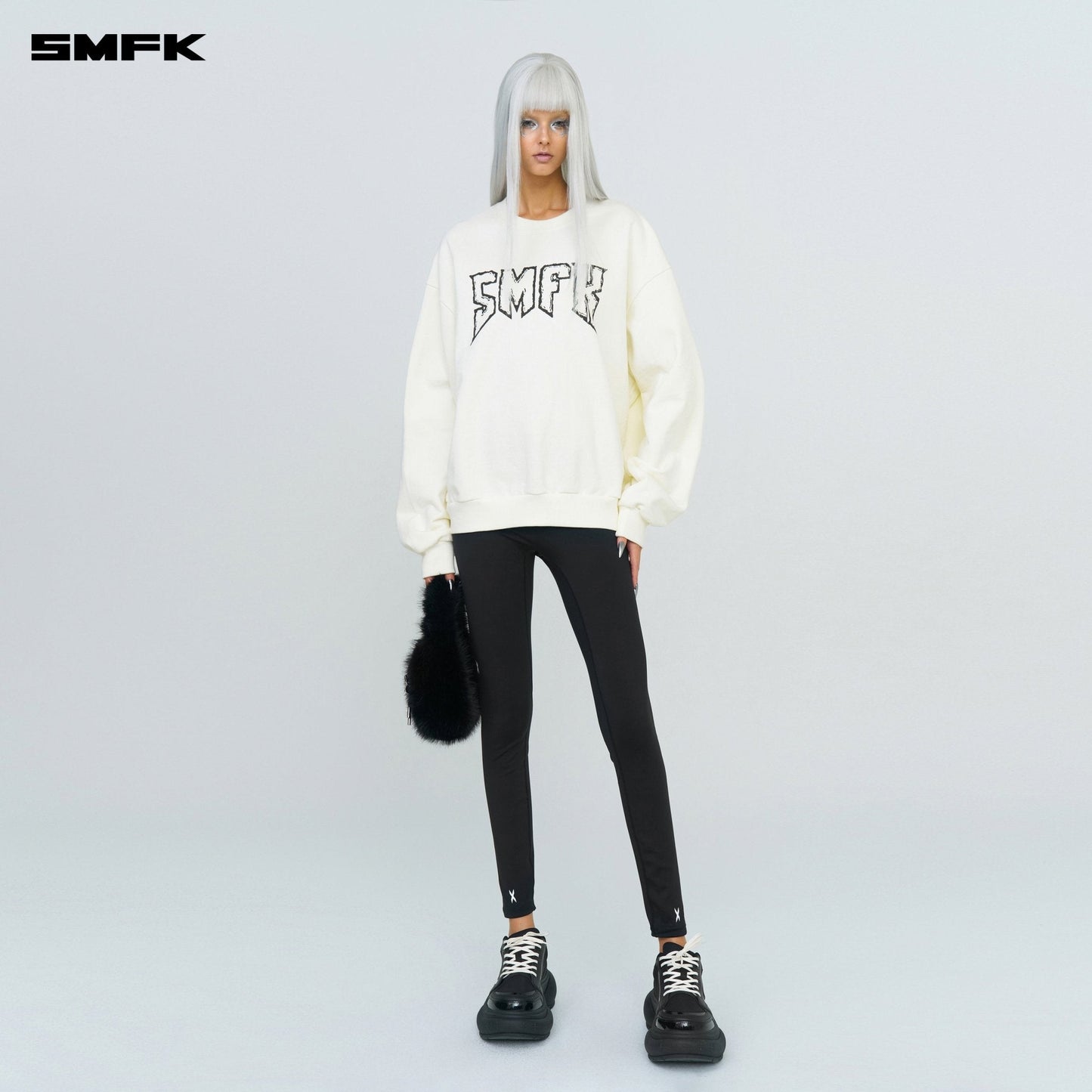 SMFK Compass Rocking Retro Loose Sweatshirt Cream