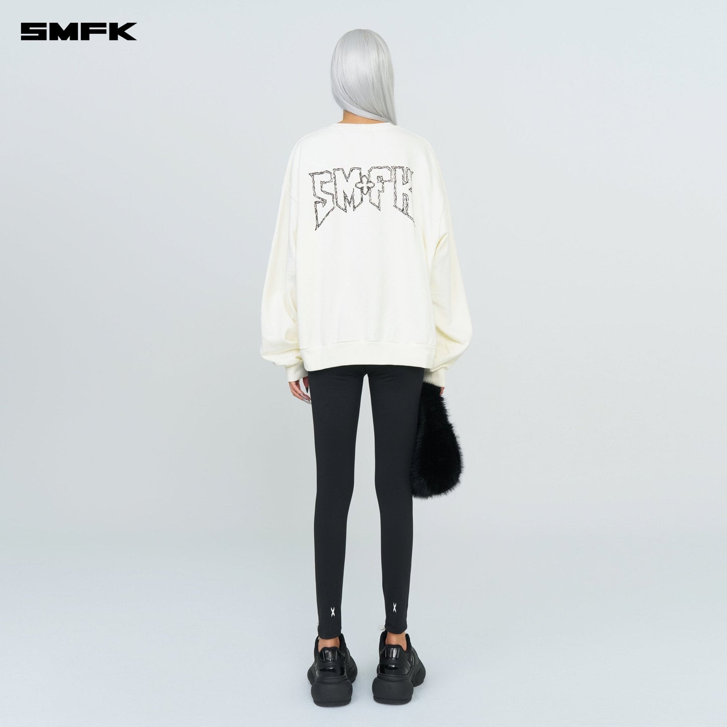 SMFK Compass Rocking Retro Loose Sweatshirt Cream