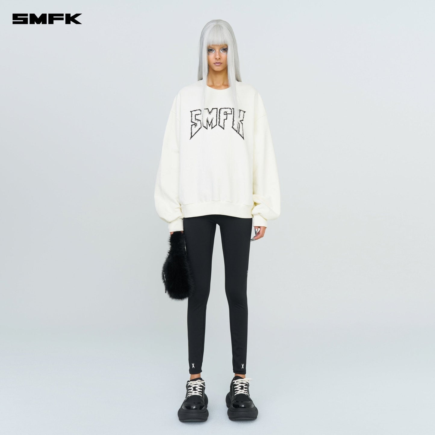 SMFK Compass Rocking Retro Loose Sweatshirt Cream