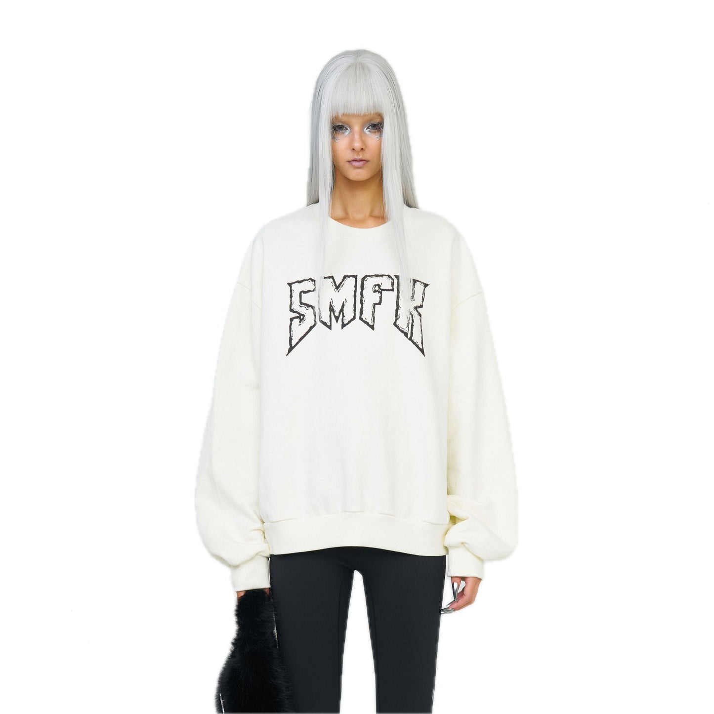 SMFK Compass Rocking Retro Loose Sweatshirt Cream