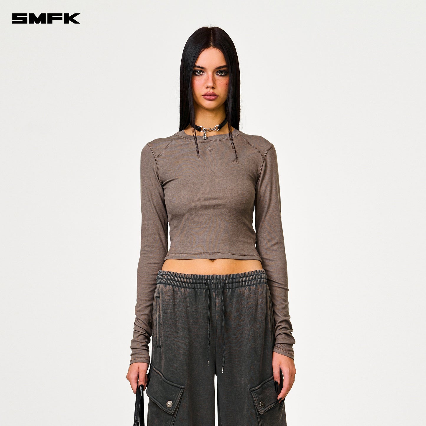 SMFK Compass Rush Slim-Fit Long Sleeves Top Nude