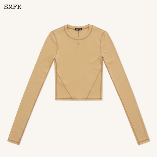 SMFK Compass Rush Slim Fit Sports Top In Sand