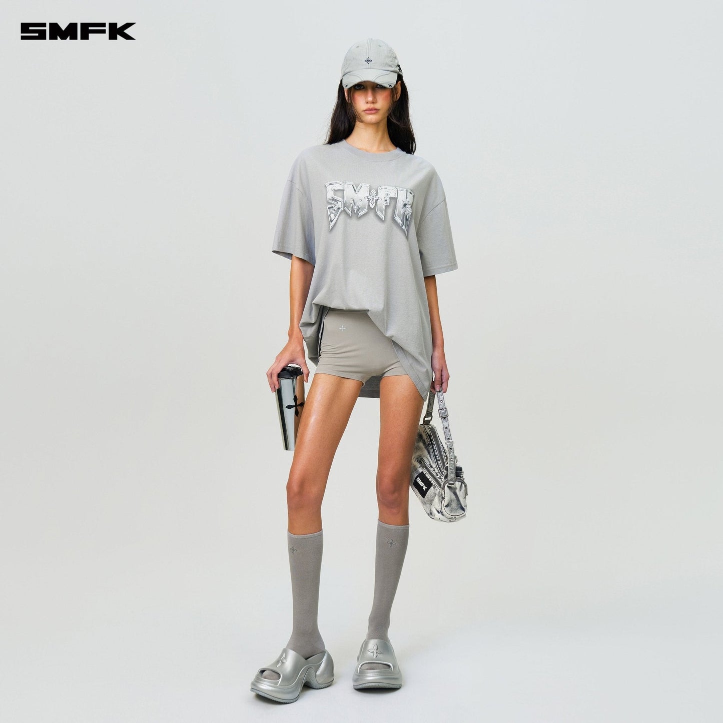 SMFK Compass SMFK Metal Rock Loose Tee Gray