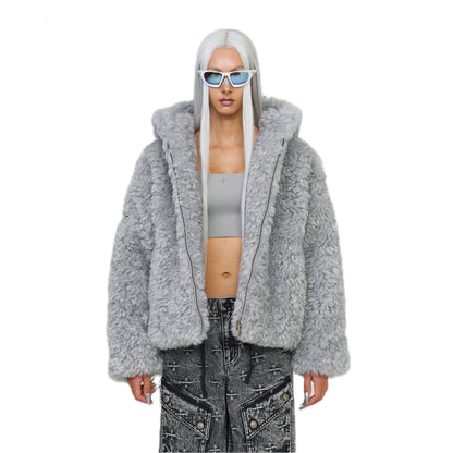 SMFK Compass Snowman Classic Faux Fur Jacket Gray