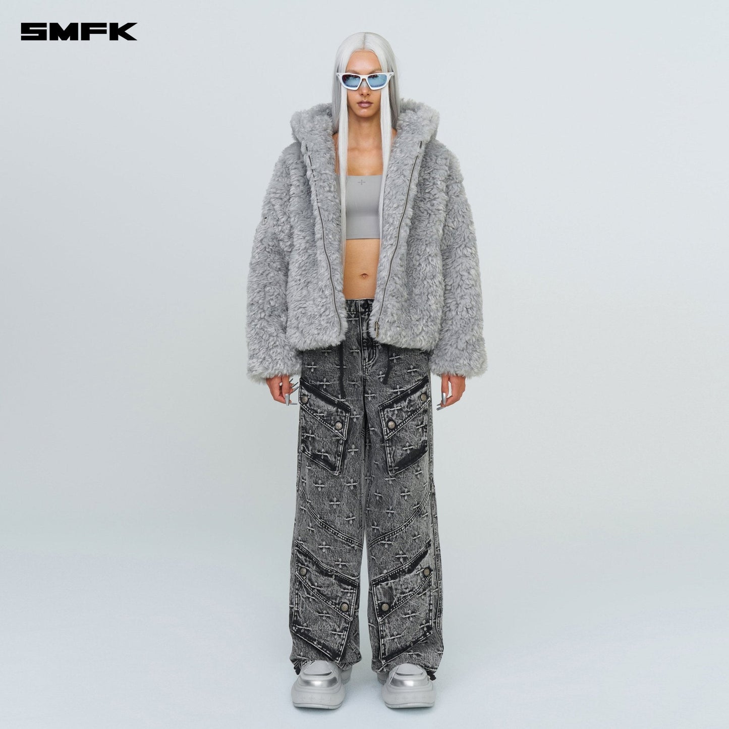 SMFK Compass Snowman Classic Faux Fur Jacket Gray