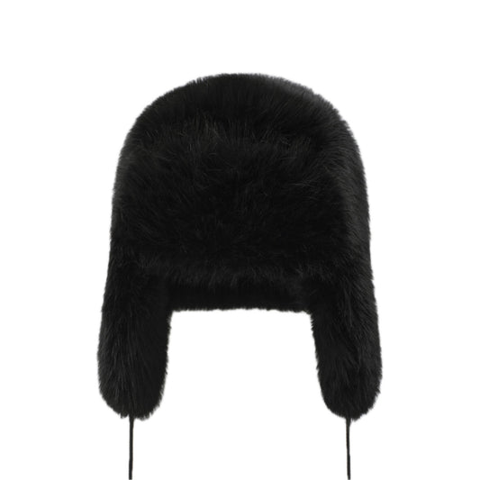 SMFK Compass Snowman Faux Fur Hat In Black