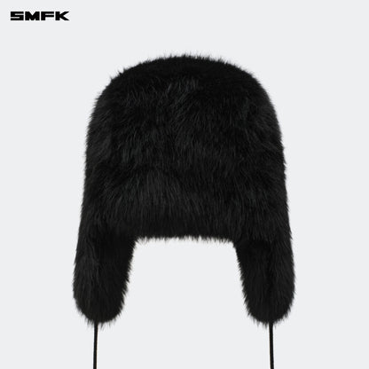 SMFK Compass Snowman Faux Fur Hat In Black